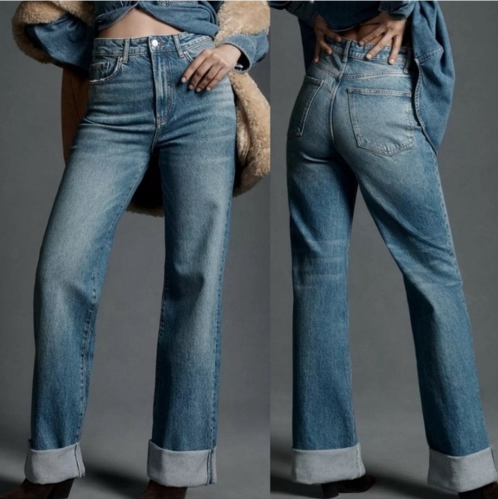 Pilcro The Austyn High-Rise Cuffed‎ Wide-Leg Jeans